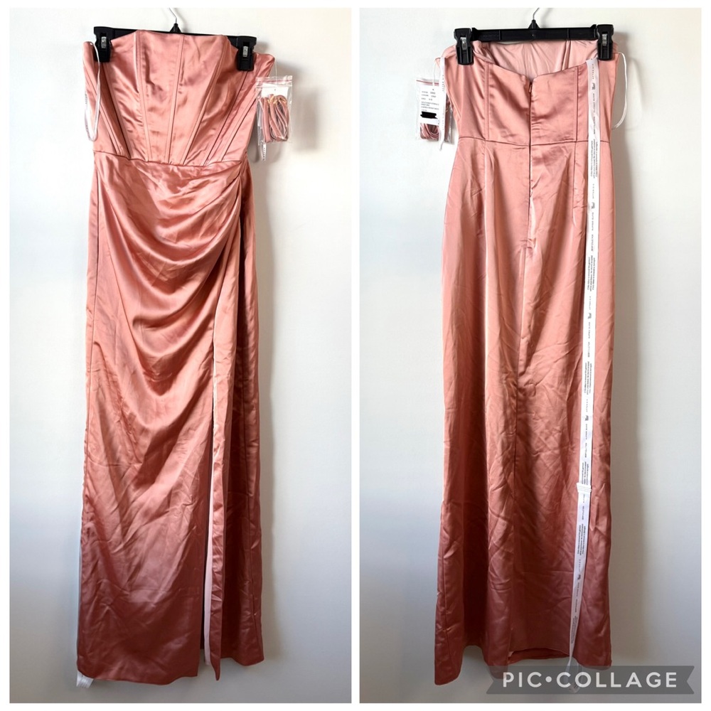 AFter Six‎ 6888 Strapless Corset Satin Gown Copper Penny 4 - Picture 2 of 8